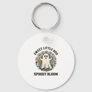 Vintage Ghost Floral Cute Halloween Boo Bouquet_1 Key Ring