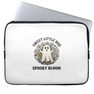 Vintage Ghost Floral Cute Halloween Boo Bouquet_1 Laptop Sleeve