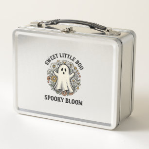 Vintage Ghost Floral Cute Halloween Boo Bouquet_1 Metal Lunch Box