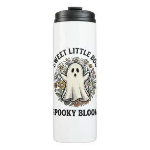 Vintage Ghost Floral Cute Halloween Boo Bouquet_1 Thermal Tumbler