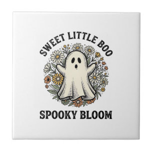 Vintage Ghost Floral Cute Halloween Boo Bouquet_1 Tile