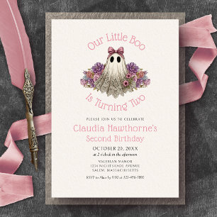 Vintage Ghost Halloween 2nd Second Birthday Invitation