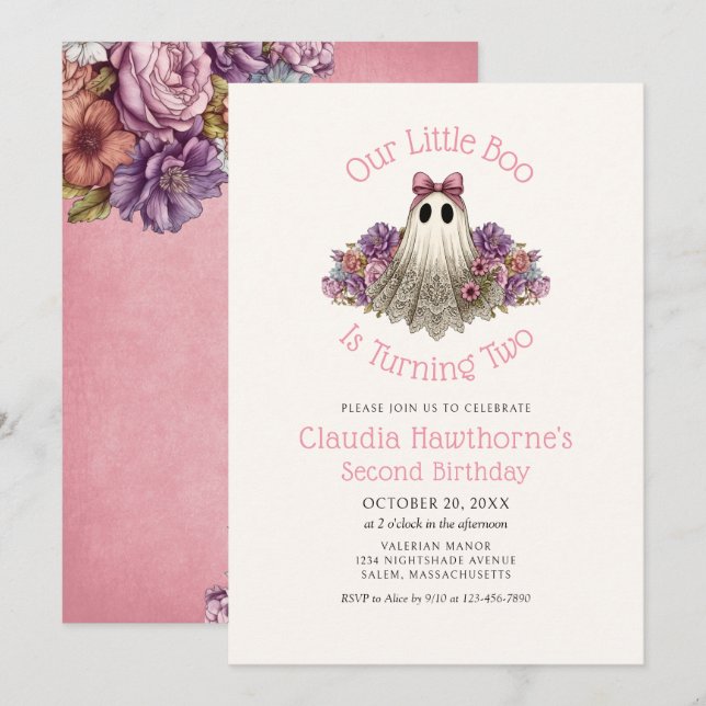 Vintage Ghost Halloween 2nd Second Birthday Invitation (Front/Back)