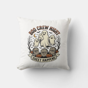 Vintage Ghost Halloween Boo Crew Sheet Party Shirt Cushion
