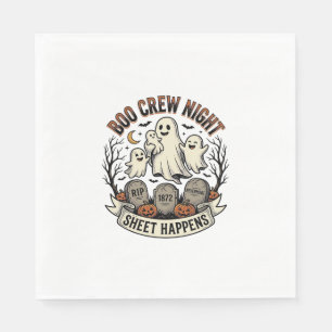 Vintage Ghost Halloween Boo Crew Sheet Party Shirt Napkin