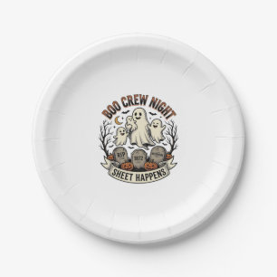Vintage Ghost Halloween Boo Crew Sheet Party Shirt Paper Plate