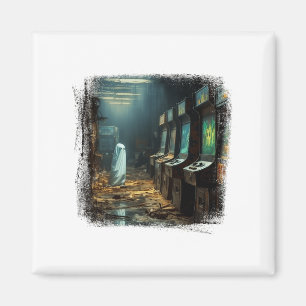 Vintage Ghost Halloween Ghost in An Abandoned Arca Magnet