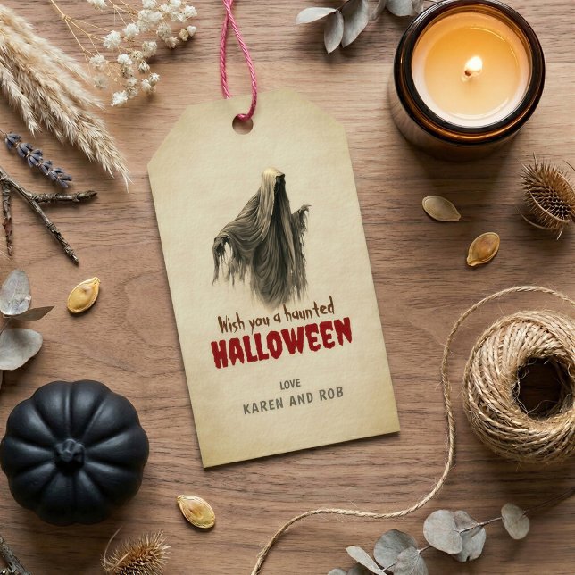 Vintage Ghost Halloween Gift Tag Favour Label (Creator Uploaded)