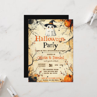 Vintage Ghost Halloween Party Invitation