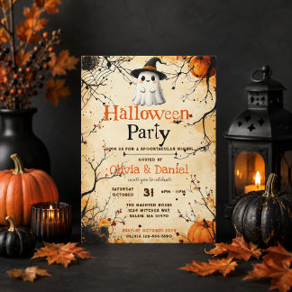 Vintage Ghost Halloween Party Invitation