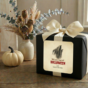 Vintage Ghost Halloween Personalised Sticker