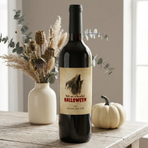 Vintage Ghost Halloween Personalised Wine Label