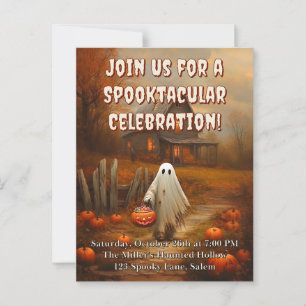 Vintage Ghost Halloween Trick or Treat Postcard