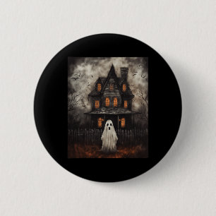 Vintage Ghost Haunted House Midnight Halloween Gho 6 Cm Round Badge