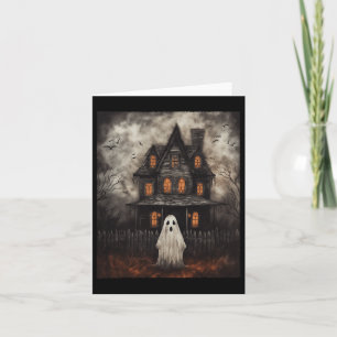 Vintage Ghost Haunted House Midnight Halloween Gho Card