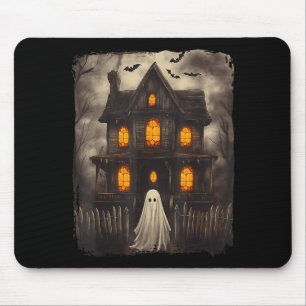 Vintage Ghost Haunted House Scary Halloween Mouse Mat