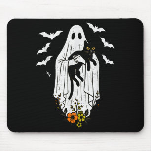 Vintage Ghost Holding Cat Halloween Kitty Meow Cat Mouse Mat