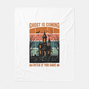 Vintage Ghost Is Coming Haunted House Halloween De Fleece Blanket