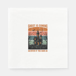 Vintage Ghost Is Coming Haunted House Halloween De Napkin