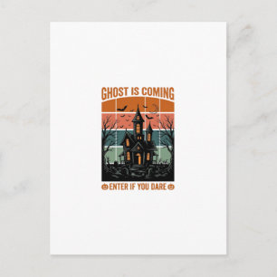 Vintage Ghost Is Coming Haunted House Halloween De Postcard