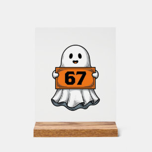 Vintage Ghost Number 67 Halloween Shirt Design_1 Acrylic Sign