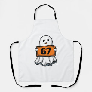 Vintage Ghost Number 67 Halloween Shirt Design_1 Apron