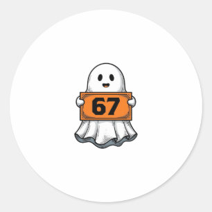 Vintage Ghost Number 67 Halloween Shirt Design_1 Classic Round Sticker
