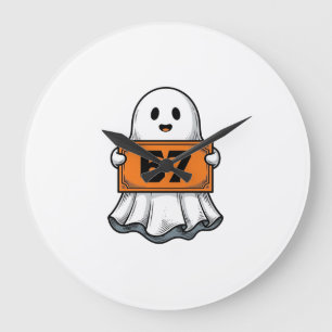 Vintage Ghost Number 67 Halloween Shirt Design_1 Large Clock
