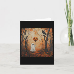 Vintage Ghost Pumpkin Gothic Halloween Ghost Spook Card