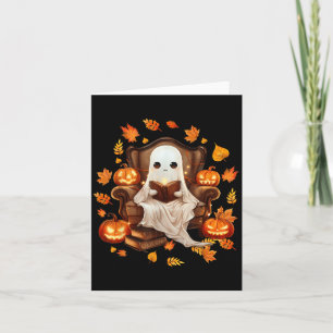 Vintage Ghost Reading Book Lovers Gothic Halloween Card