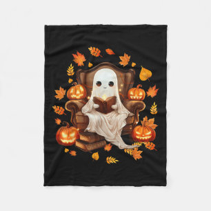 Vintage Ghost Reading Book Lovers Gothic Halloween Fleece Blanket