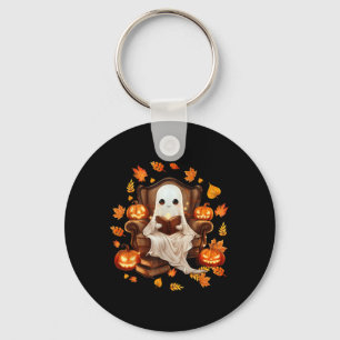 Vintage Ghost Reading Book Lovers Gothic Halloween Key Ring
