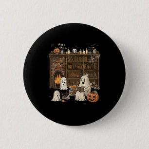 Vintage Ghost Reading Book Lovers Library Hallowee 6 Cm Round Badge
