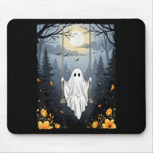 Vintage Ghost Swinging In Forest Night Halloween F Mouse Mat