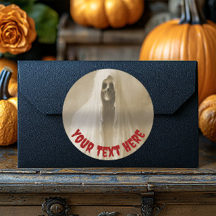 Vintage Ghost Wrapped in a Bed Sheet Halloween Classic Round Sticker