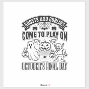Vintage Ghosts And Goblins Halloween Shirt Design_