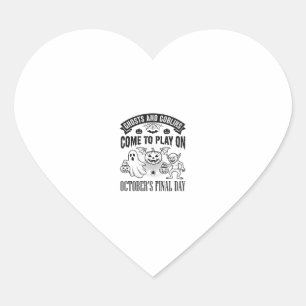 Vintage Ghosts And Goblins Halloween Shirt Design_ Heart Sticker