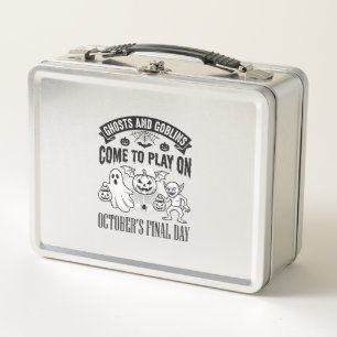 Vintage Ghosts And Goblins Halloween Shirt Design_ Metal Lunch Box