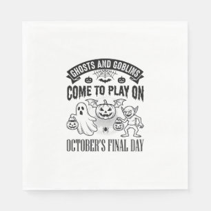 Vintage Ghosts And Goblins Halloween Shirt Design_ Napkin