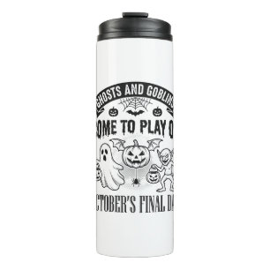 Vintage Ghosts And Goblins Halloween Shirt Design_ Thermal Tumbler