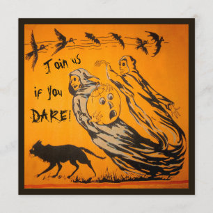 Vintage Ghosts, Crows, Bats, Cat Halloween Party Invitation