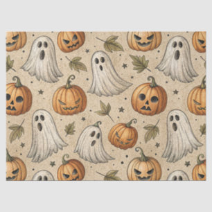 Vintage Ghosts & Pumpkins Halloween Pattern Tissue Paper
