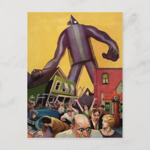 Vintage Giant Robot Attack Postcard