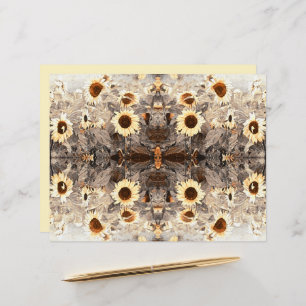 Vintage Giant Sunflowers Yellow Brown Sepia Art