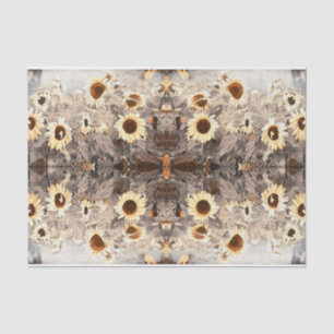 Vintage Giant Sunflowers Yellow Brown Sepia Art Tissue Paper