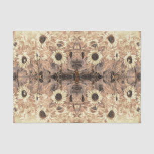 Vintage Giant Sunflowers Yellow Sepia Abstract Tissue Paper