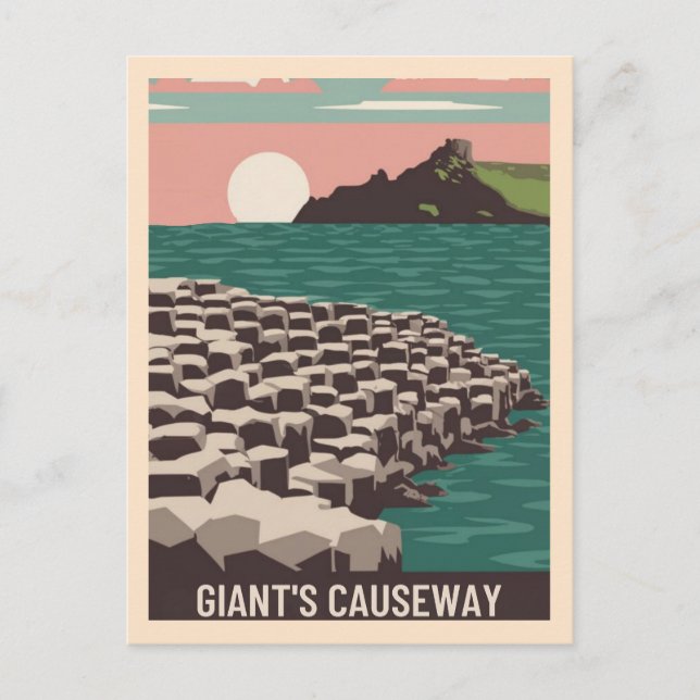 Vintage Giants Causeway Antrim Coast Ireland Postcard (Front)