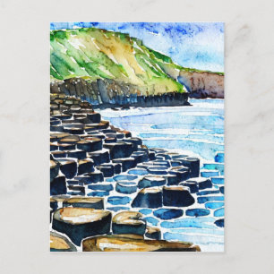 Vintage Giants Causeway Antrim Coast watercolor Postcard