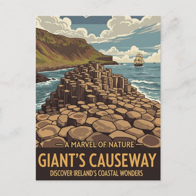 Vintage Giants Causeway Northern Ireland Travel Postcard (Front)