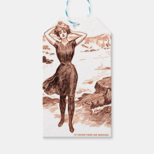 Vintage Gibson Girl Beach Mermaid Bathing Beauty Gift Tags